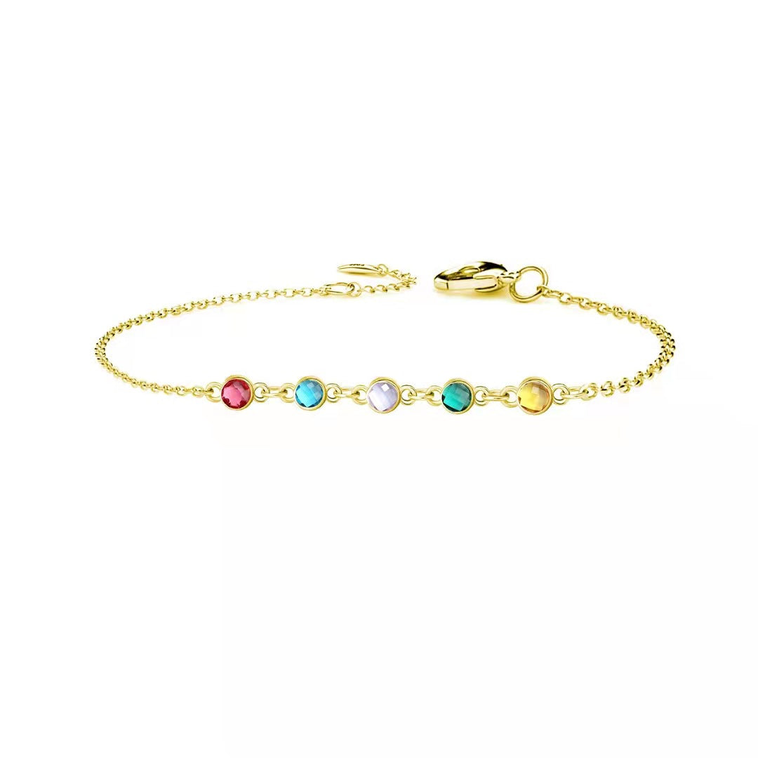 Personalized Bracelet with Five Birthstone Sterling Silver