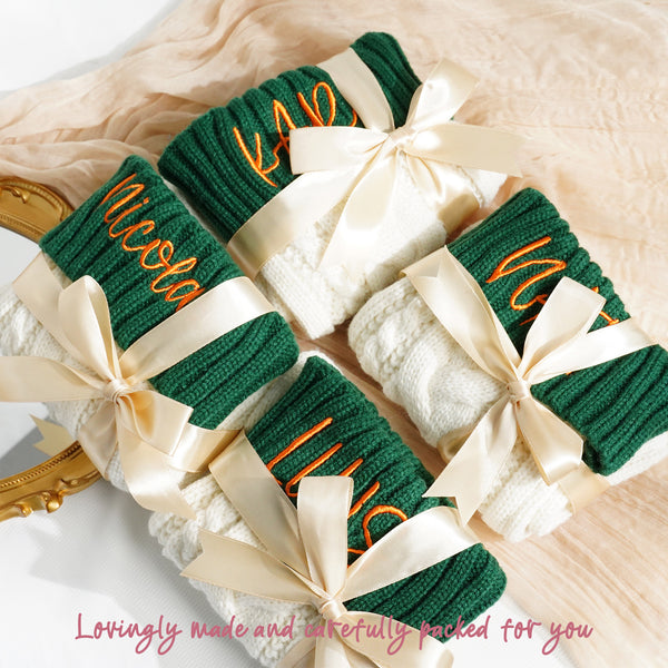 Embroidered Family Name Stockings, Knit Family Christmas Stockings