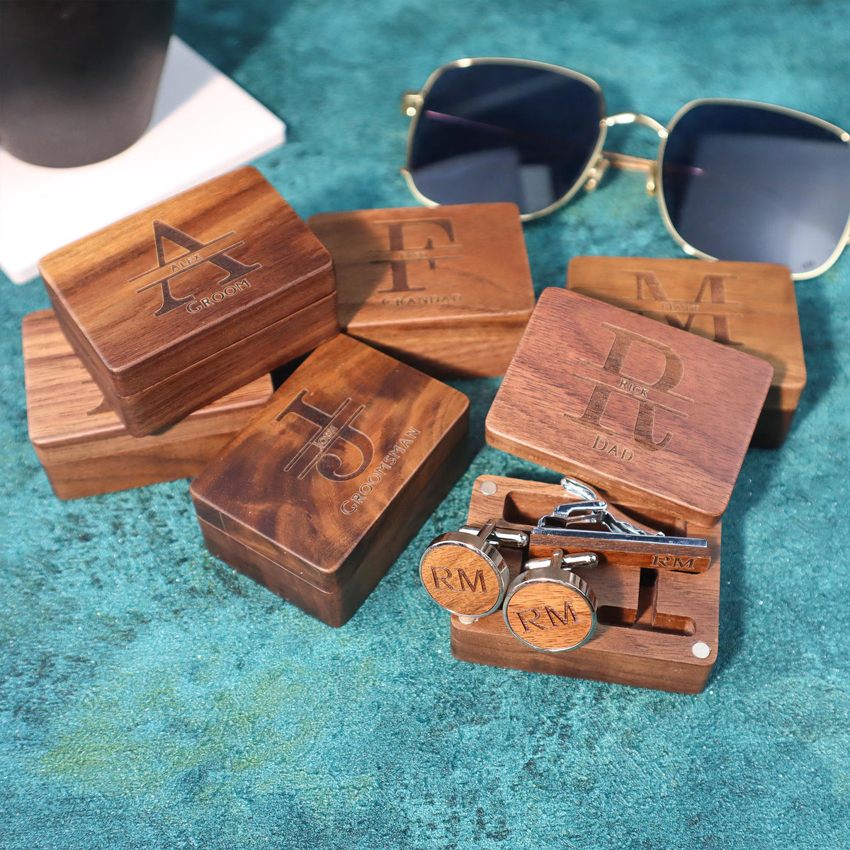 Personalised Wood Wedding Role Cufflinks