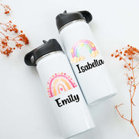 Personalized Rainbow 18oz Tumblers with straw