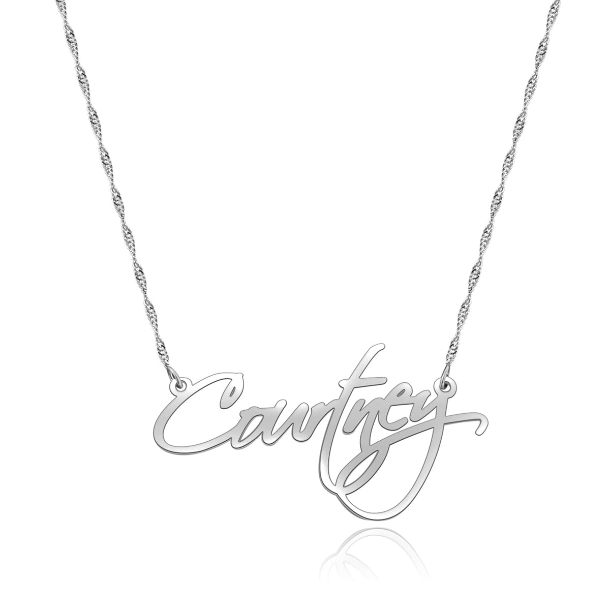 Courtney Style Name Necklace Silver