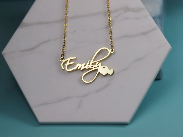 Courtney Name Necklace Silver and Heart Earrings Set