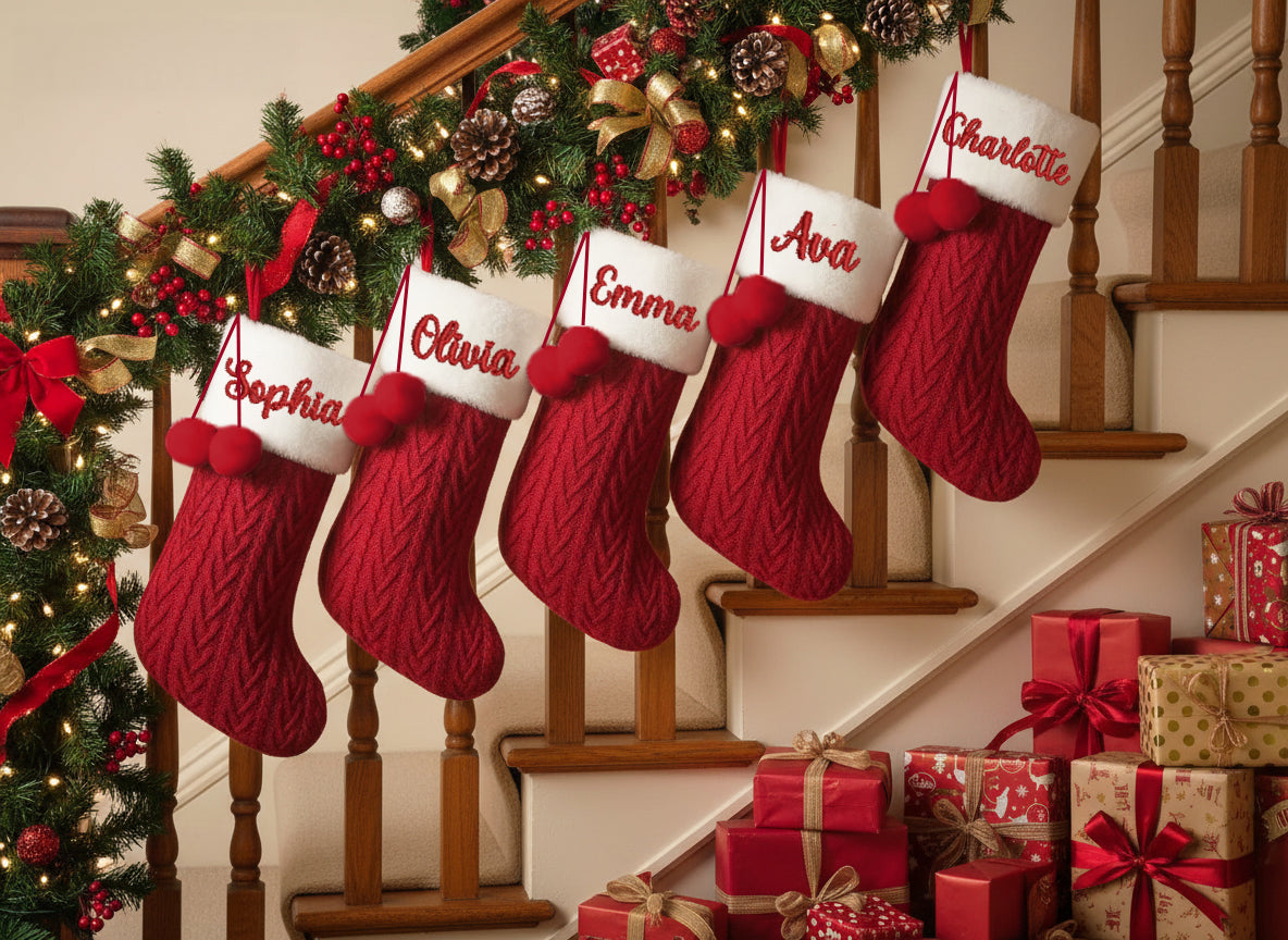 Personalized Stockings with Name, Family Matching Christmas Stockings