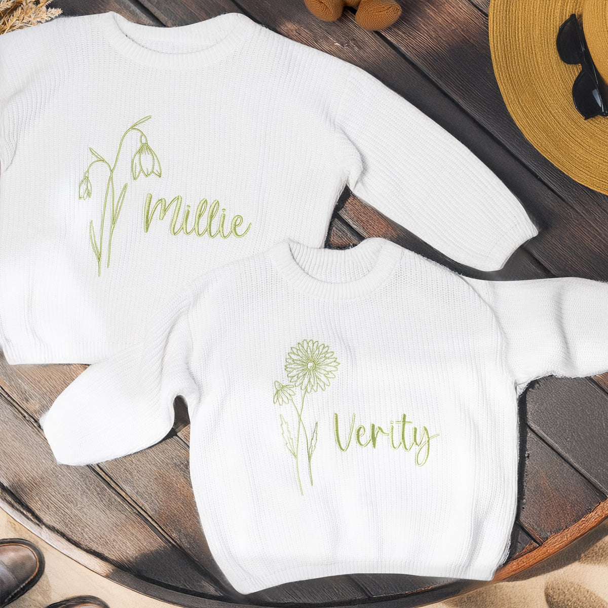 Custom Embroidered Birth Flower Kid's Jumper