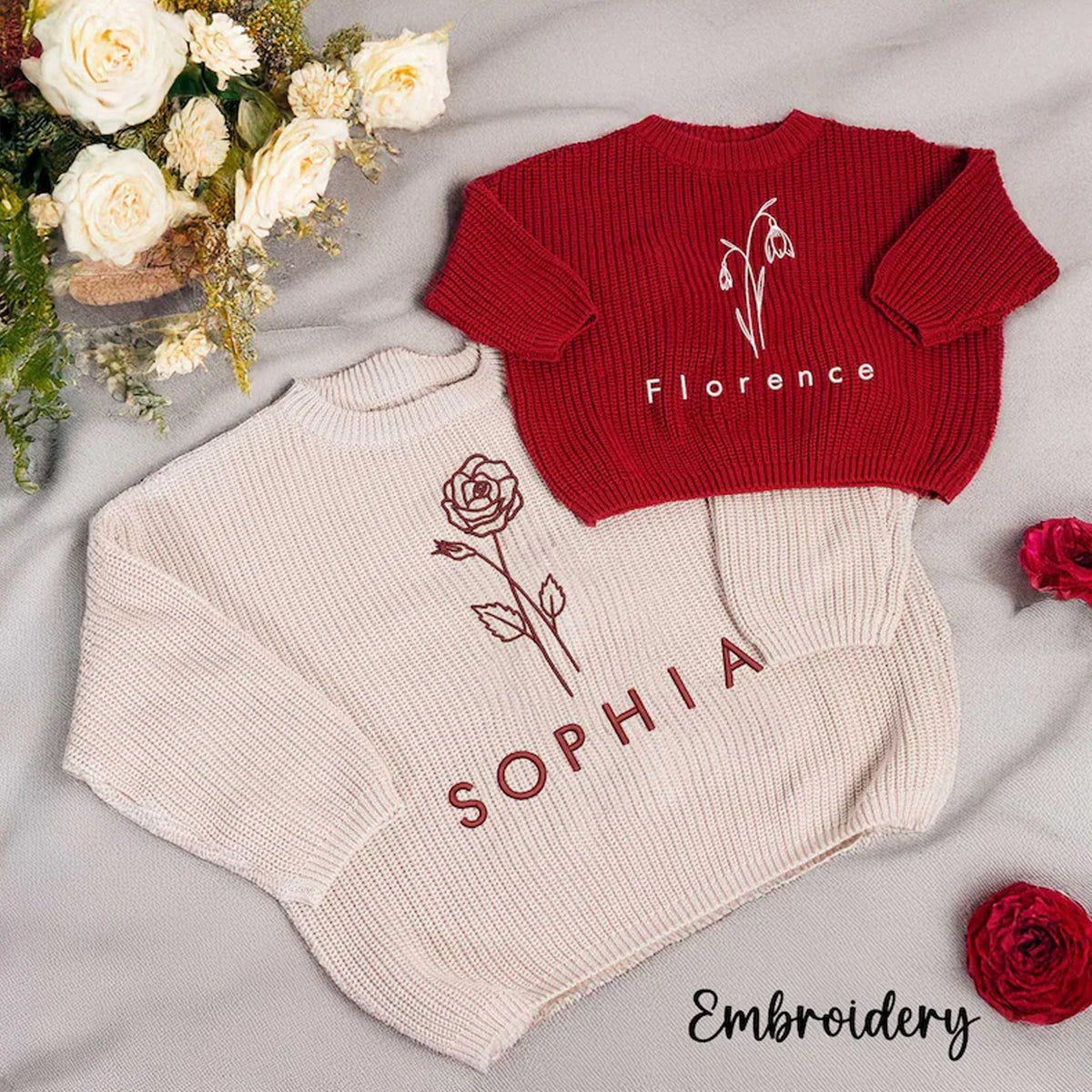 Custom Embroidered Birth Flower Kid's Jumper