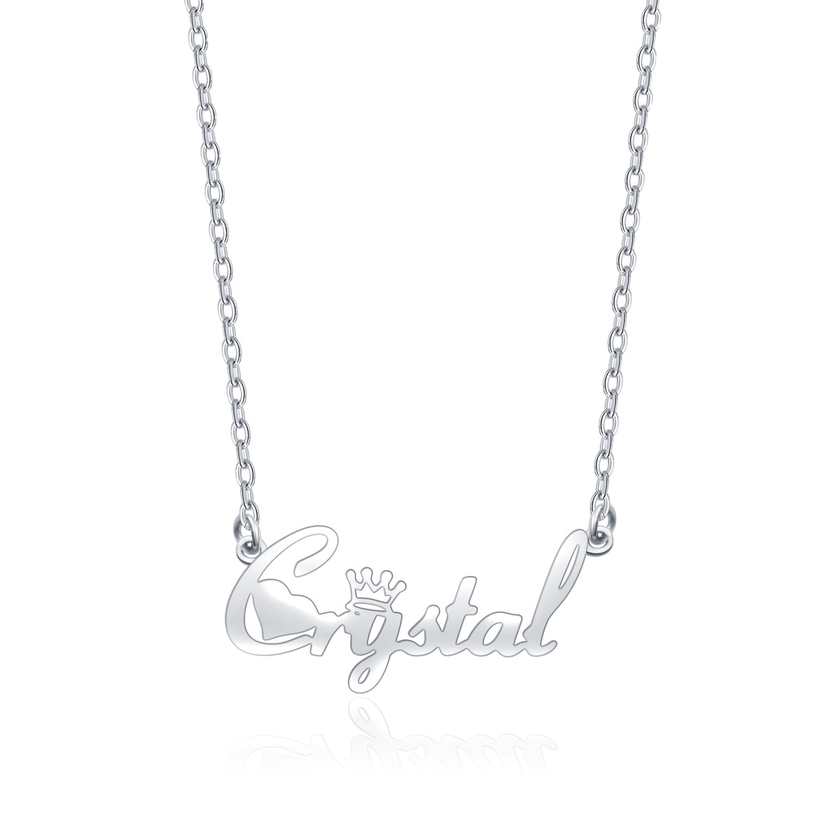 Crystal Style Name Necklace Silver