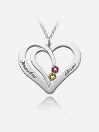 Overlapping Heart Necklace 1 With Birthstone Silver S925