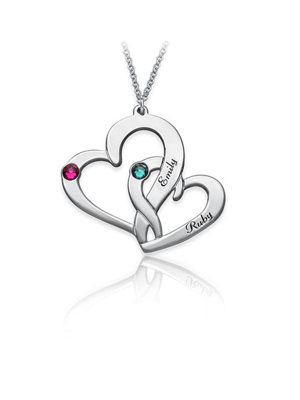 Two Heart Necklace 2 Silver