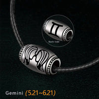 Gemini Name Engrave Necklace Unisex Black Chain