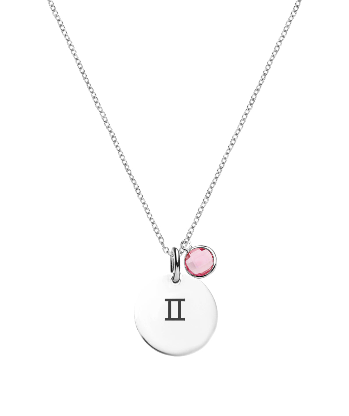 Personalized Astrology Horoscope Necklace with Birthstone Silver