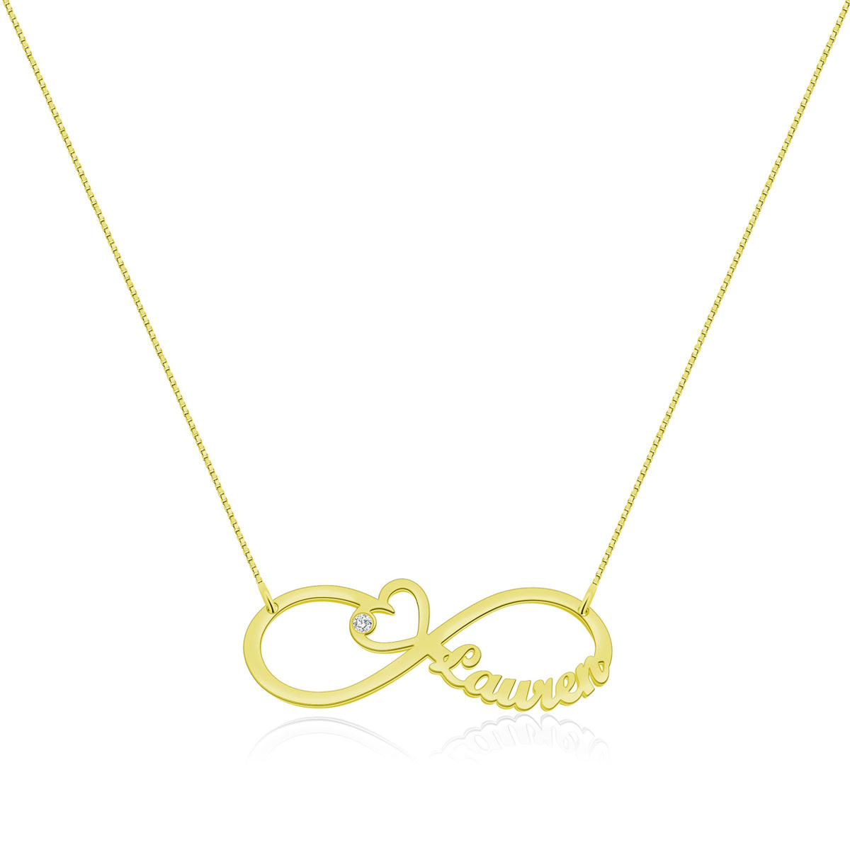 Heart Infinity Single Name Necklace Silver