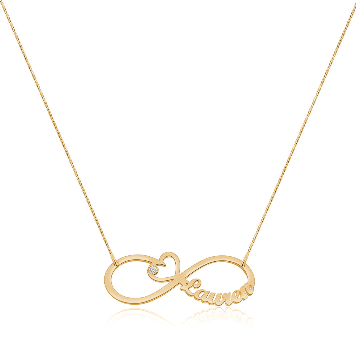 Heart Infinity Single Name Necklace Silver