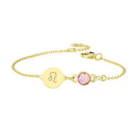 Personalized Horoscope Disc Bracelet with Birthstone Silver