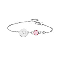 Personalized Horoscope Disc Bracelet with Birthstone Silver