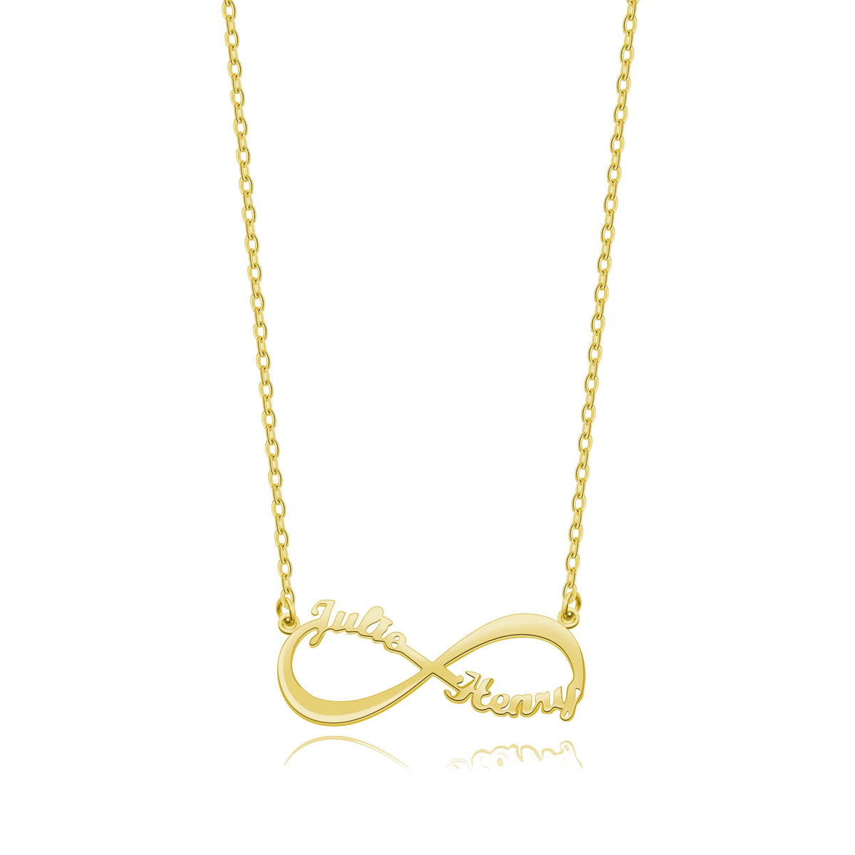 Infinity 2 Name Necklace Silver