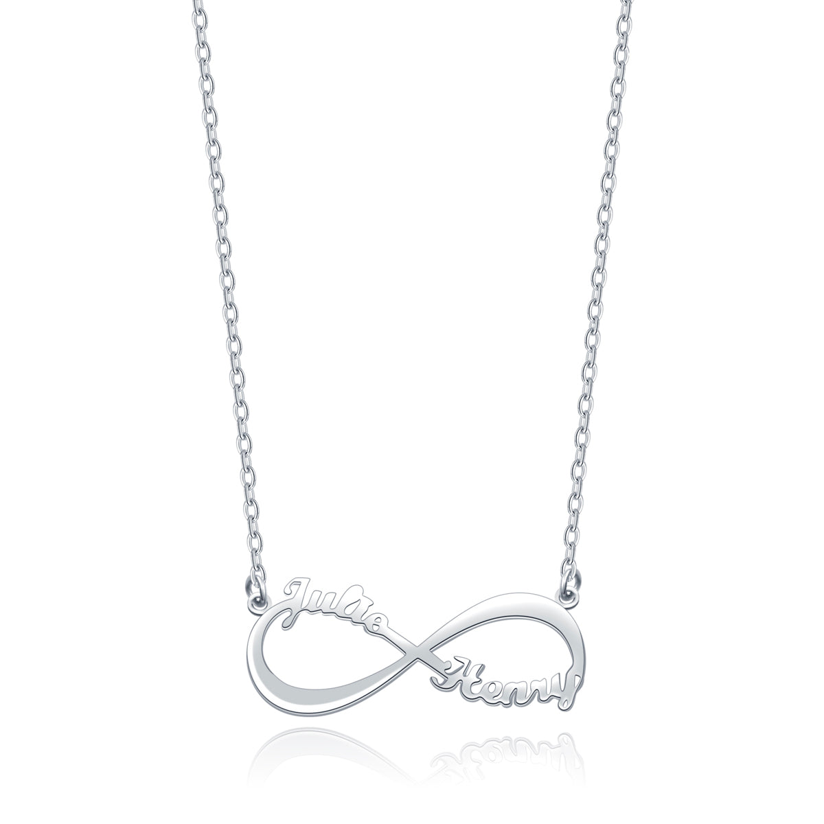 Infinity 2 Name Necklace Silver