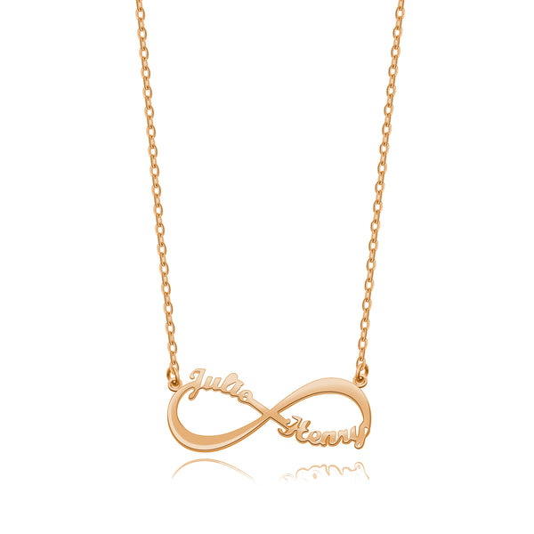 Infinity 2 Name Necklace Silver