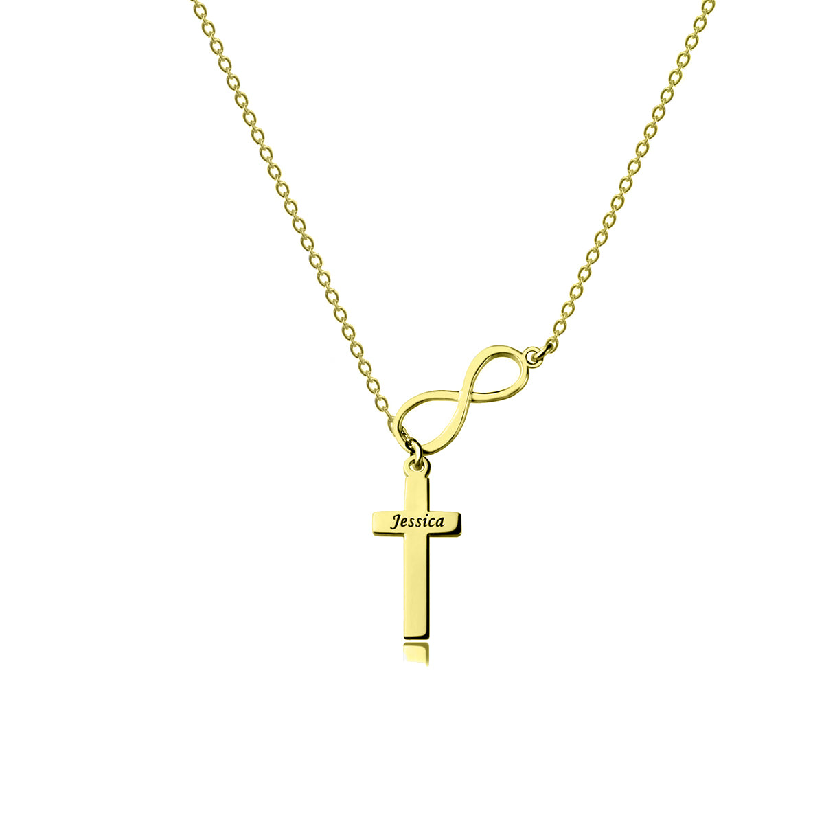 Infinity Cross Name Necklace Silver