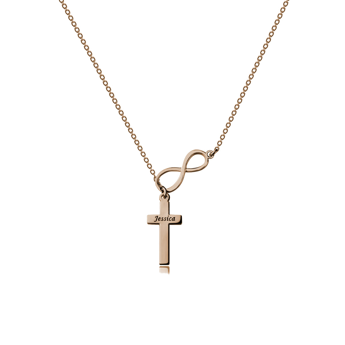 Infinity Cross Name Necklace Silver