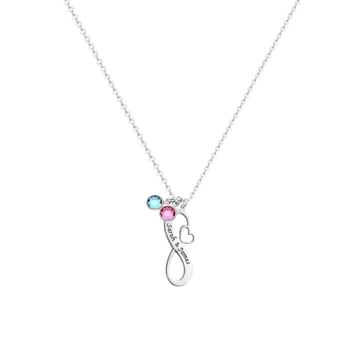 Infinity Name Necklace with Birthstone Silver