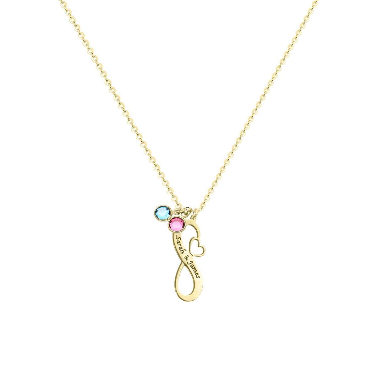 Infinity Name Necklace with Birthstone Silver