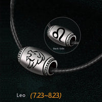 Leo Name Engrave Necklace Unisex Black Chain