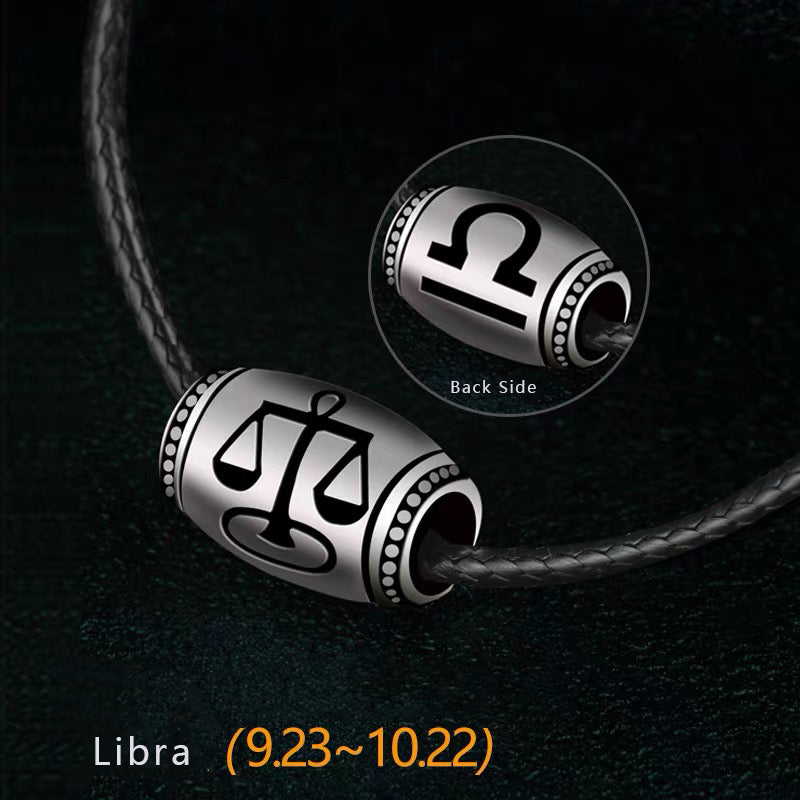 Libra Name Engrave Necklace Unisex Black Chain