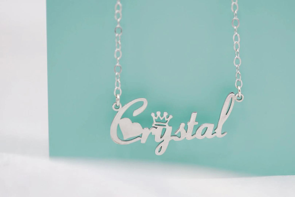 Crystal Style Name Necklace Copper