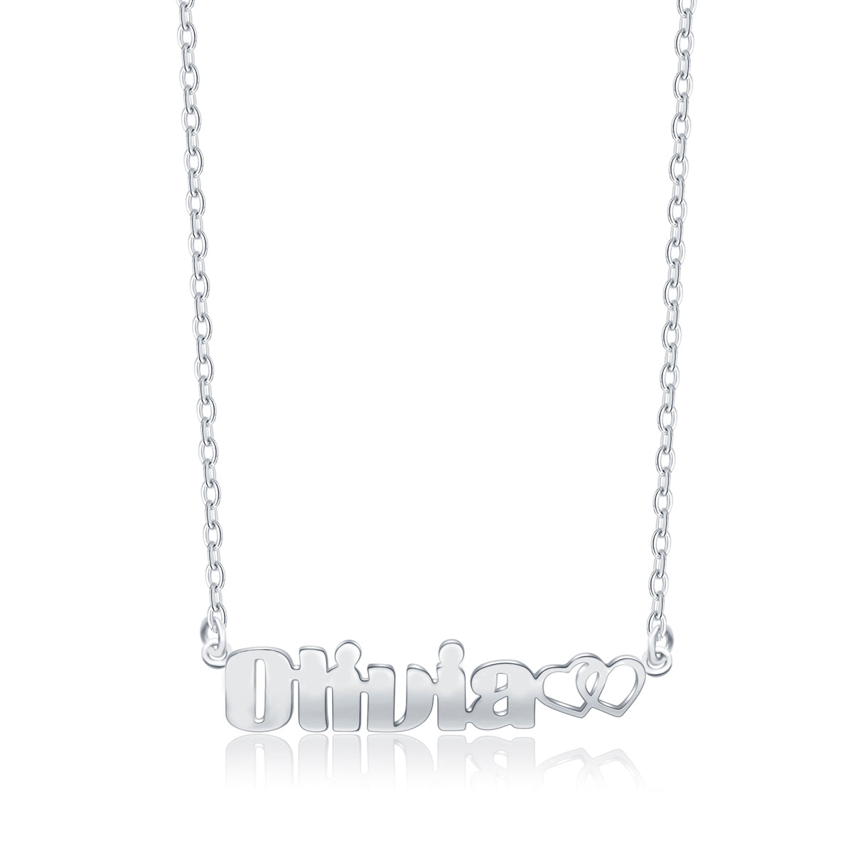 Olivia Style Name Necklace Silver