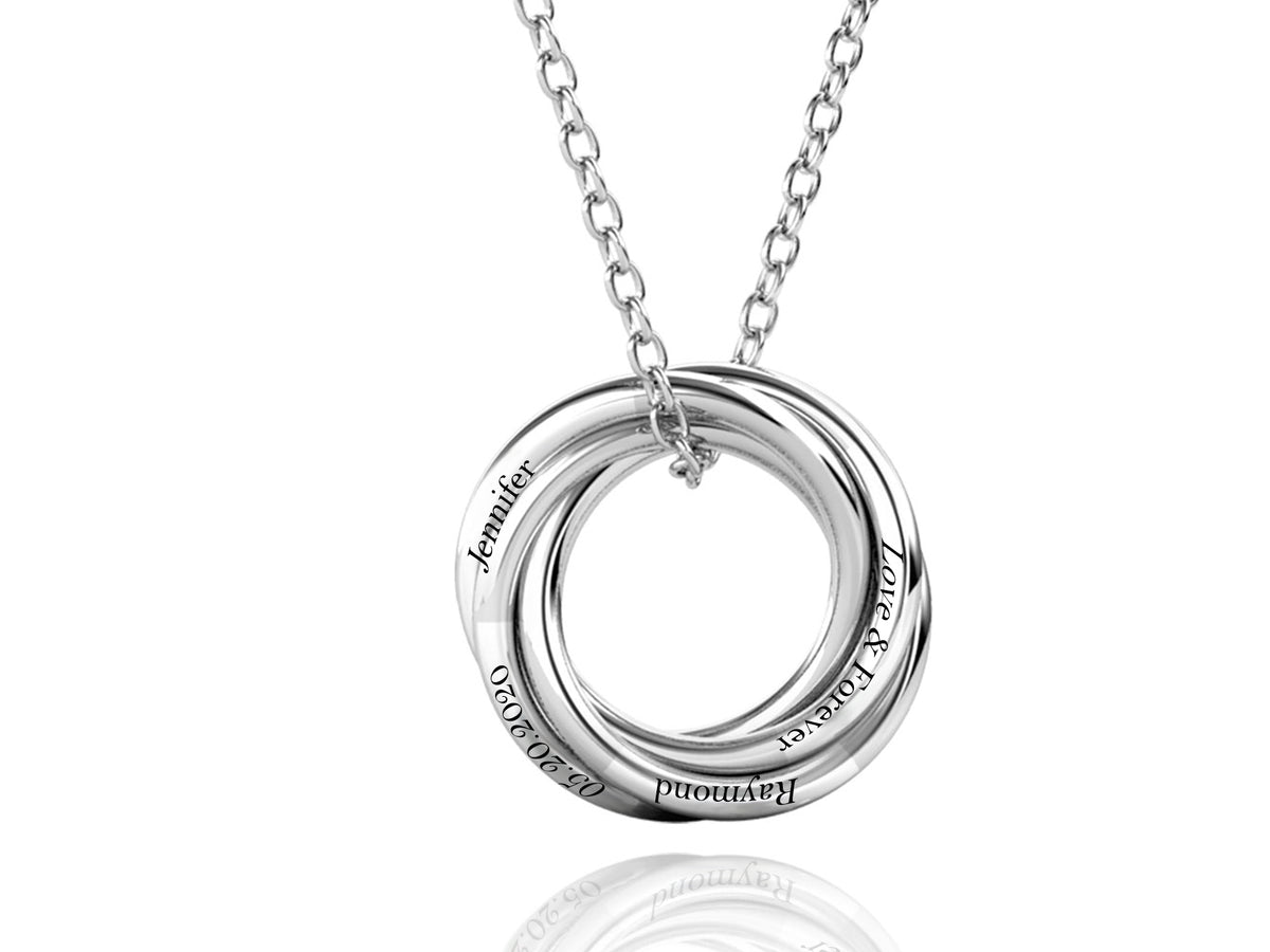 Personalized Four Russian Ring Necklace