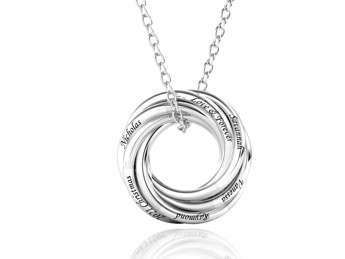 Personalized Six Russian Ring Necklace