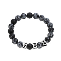 Personalized Snowflakes Obsidian Stone Bracelet