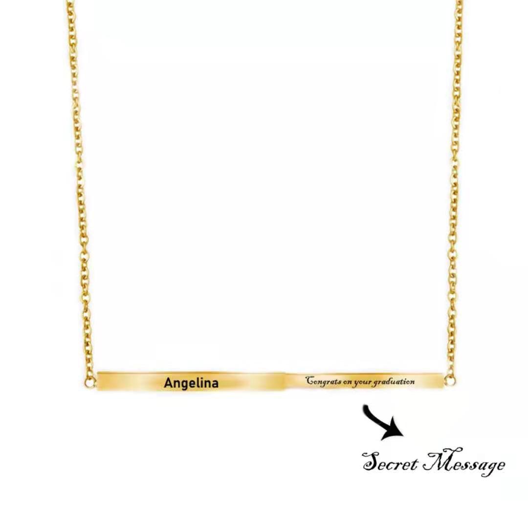 Personalized Secret Message Bar Name Necklace