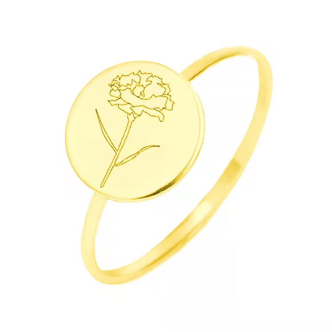 Birth Flower Ring Sterling Silver