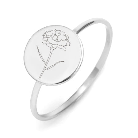 Birth Flower Ring Sterling Silver