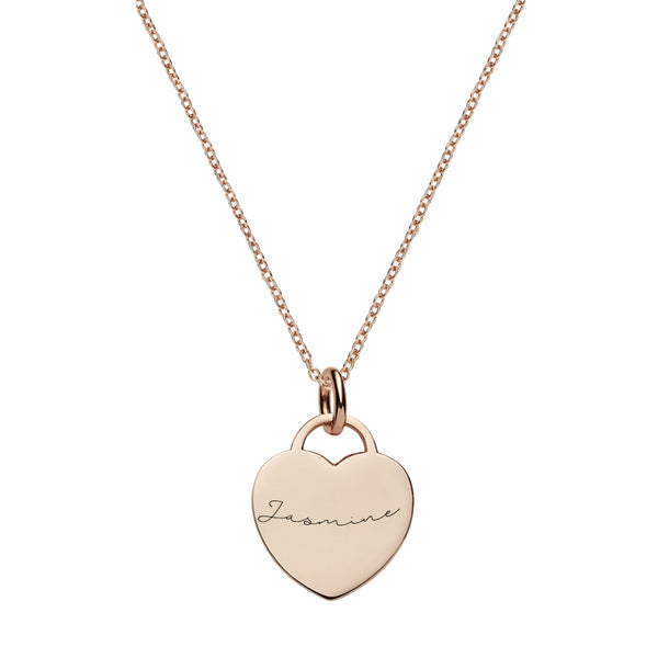 Personalized Heart Tag Necklace Sterling Silver