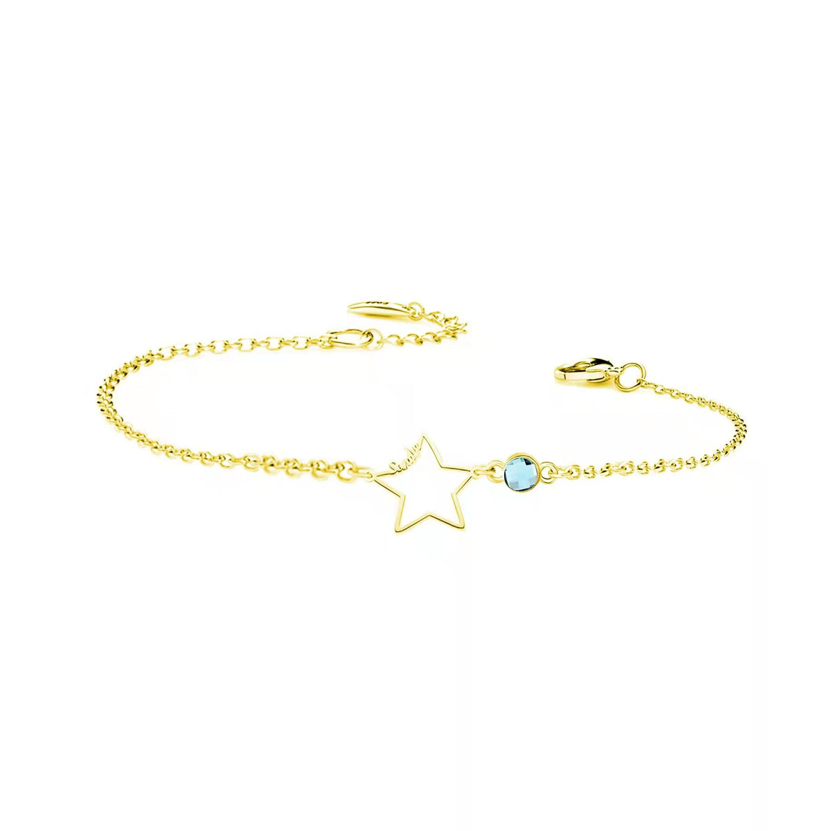 Personalized Star Bracelet with Birthstone Sterling Silver