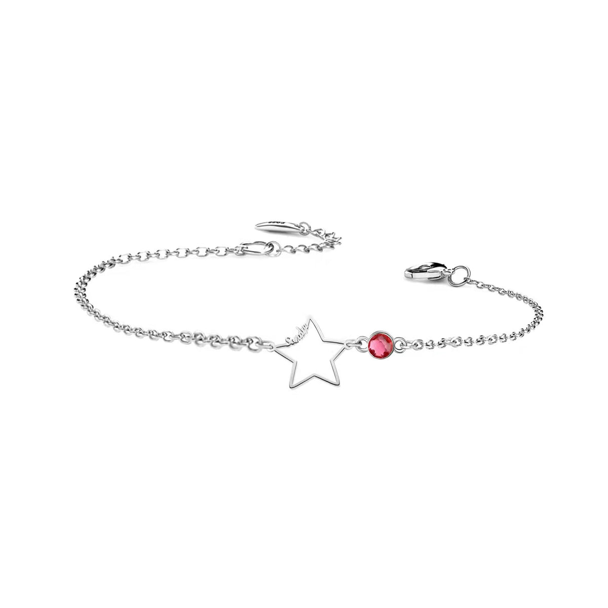 Personalized Star Bracelet with Birthstone Sterling Silver