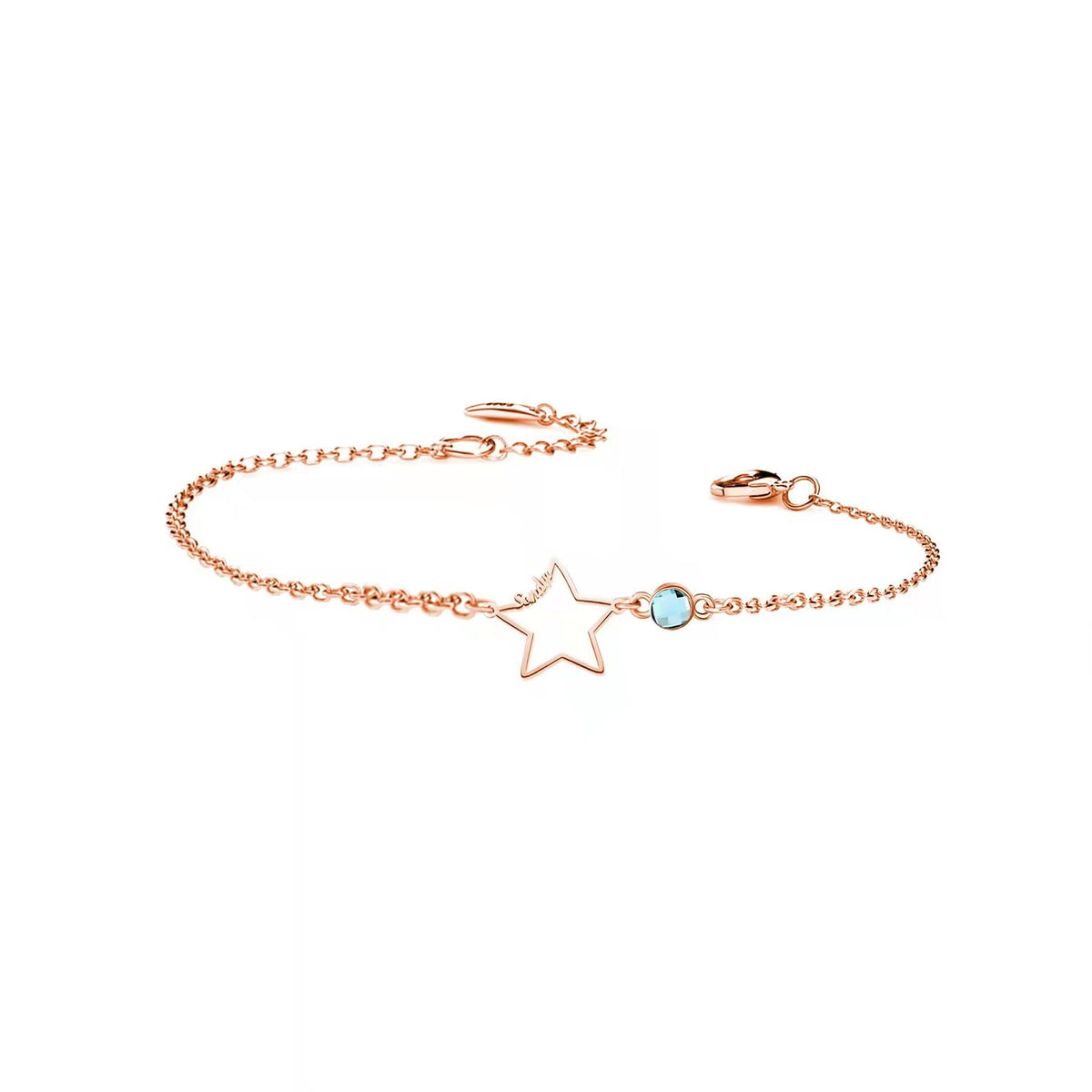 Personalized Star Bracelet with Birthstone Sterling Silver