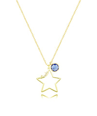 Personalized Star Name Necklace with Birthstone Silver