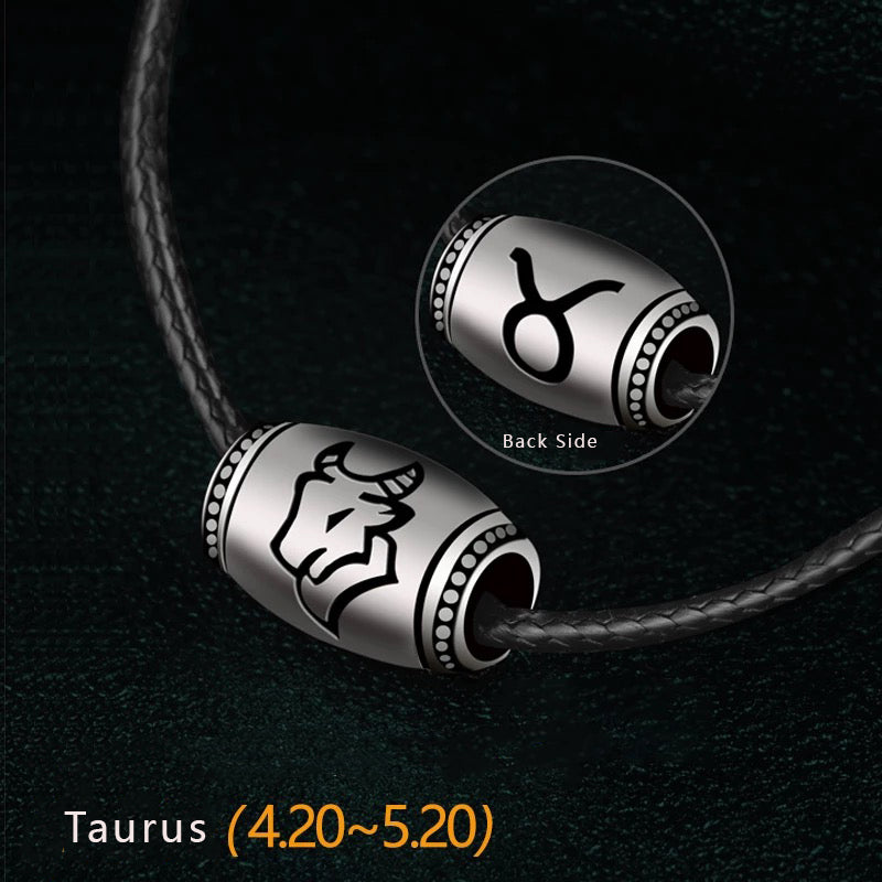 Taurus Name Engrave Necklace Unisex Black Chain