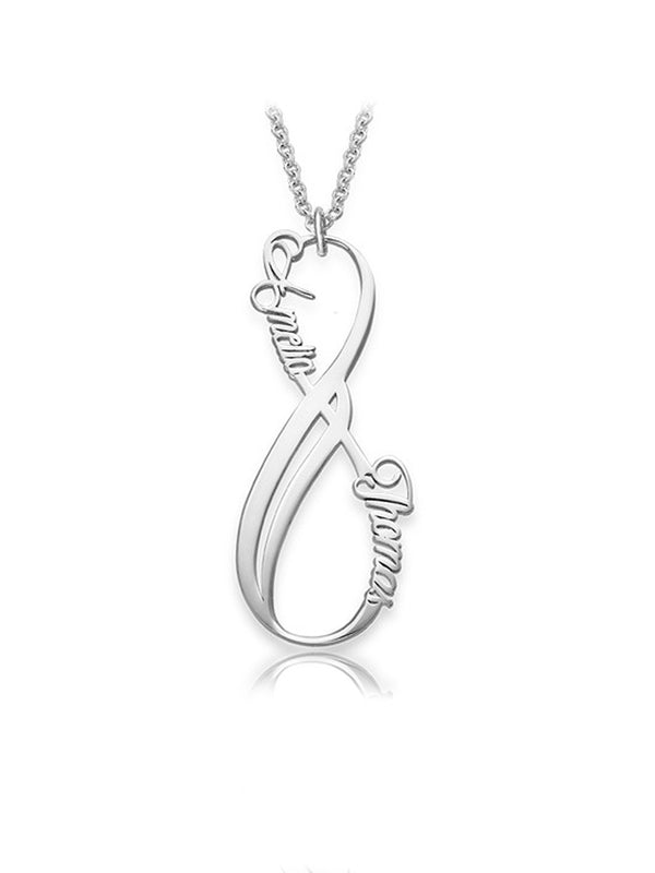 Vertical Infinity Name Necklace Silver