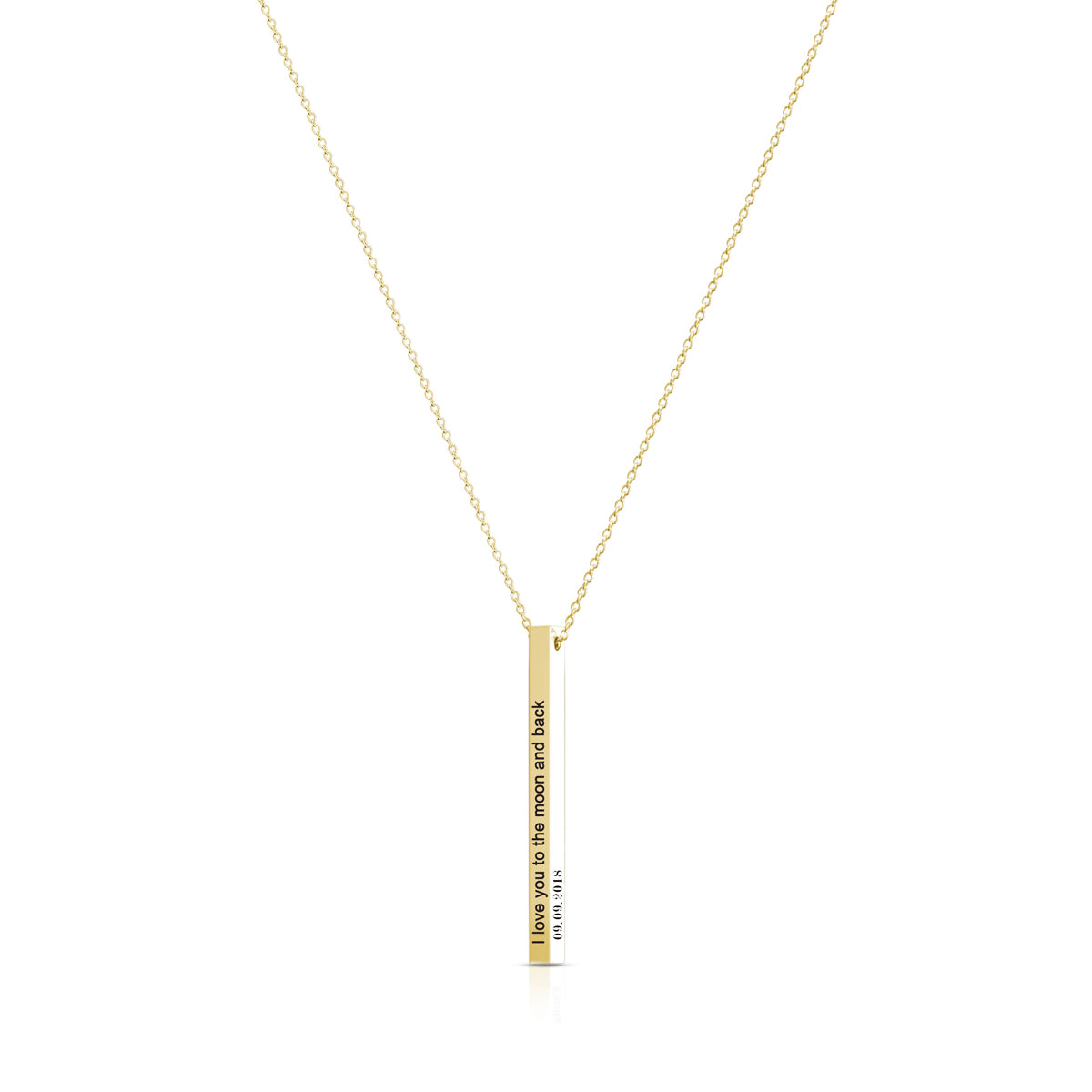 Vertical Long Bar Name Necklace Silver