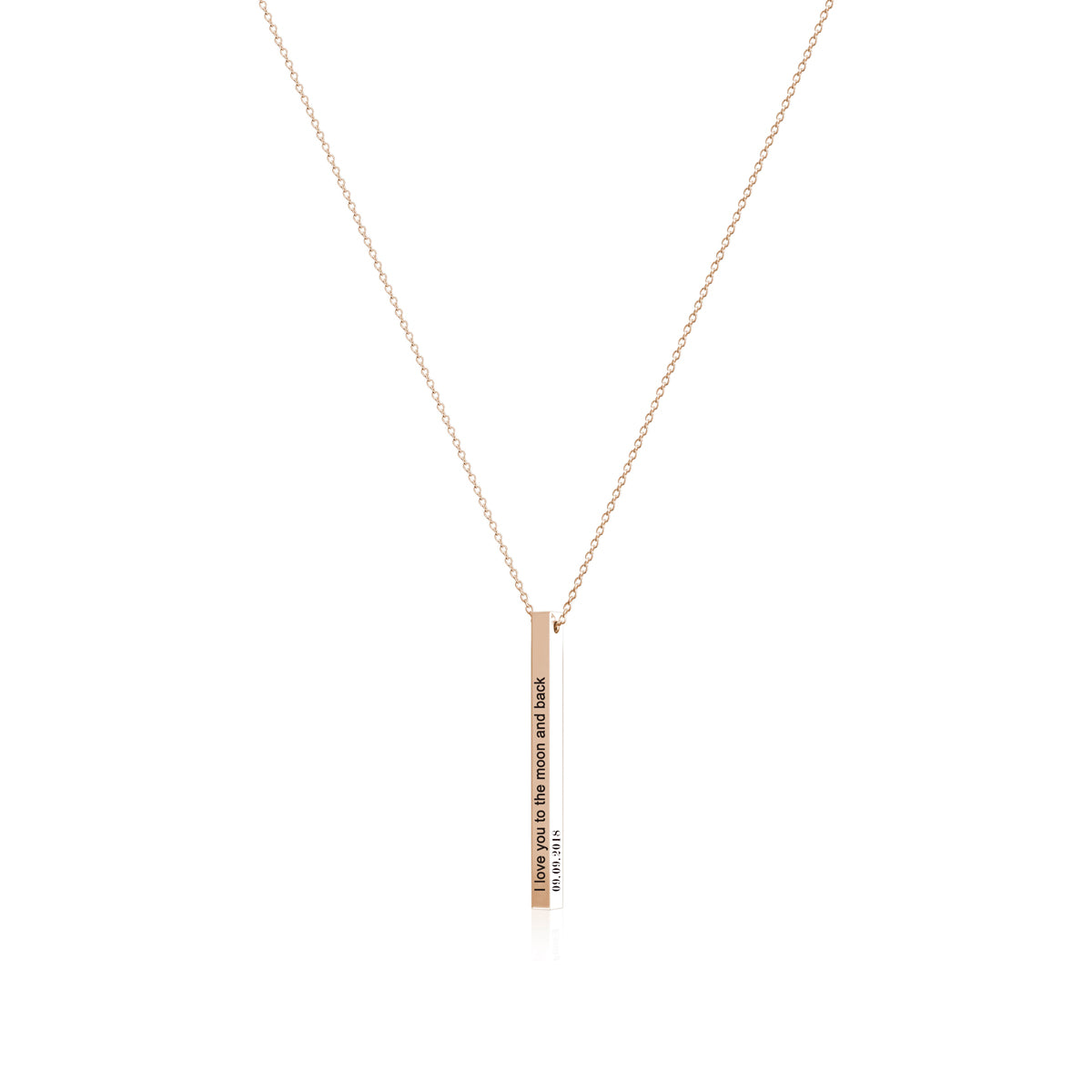 Vertical Long Bar Name Necklace Silver