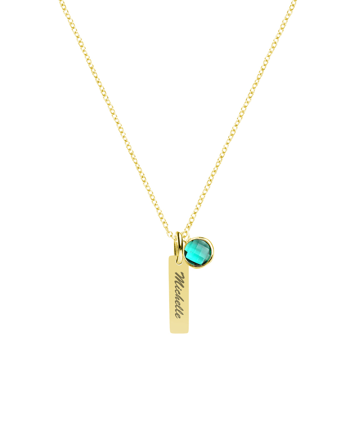 Personalized Vertical Bar with Birthstone Sterling Silver