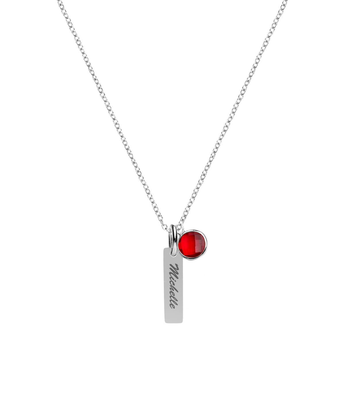 Personalized Vertical Bar with Birthstone Sterling Silver