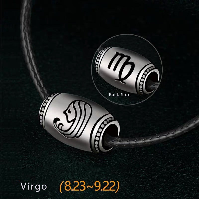 Virgo Name Engrave Necklace Unisex Black Chain