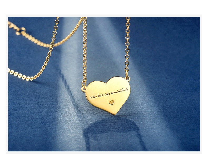 Love baby 3D Engrave footprint and handprint necklace 18k Gold Plated S925