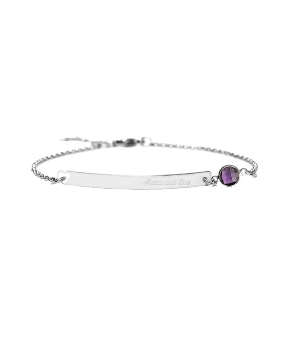 Personalized Bar Bracelet with Birthstone Sterling Silver