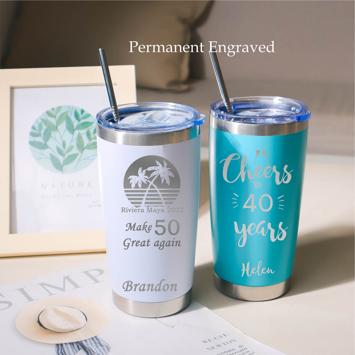 Custom Travel Mug 40th 50th 60th Birthday Trip Gift